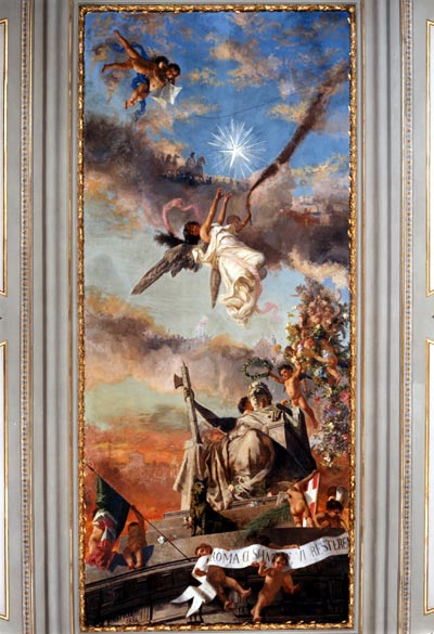 L'Allegoria di Roma, affresco sul soffitto della Sala della Lupa