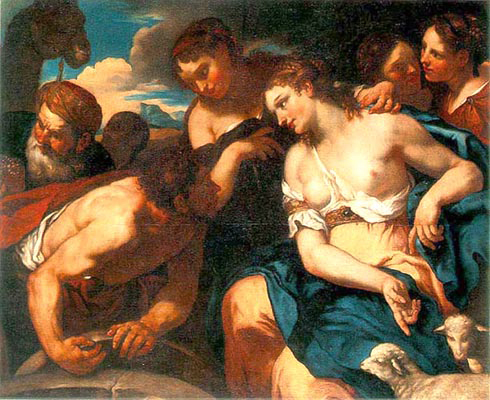 Mos e le figlie di Jetro di Johann Carl Loth