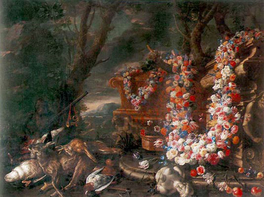 Fiori e cacciagione di Giuseppe Recco